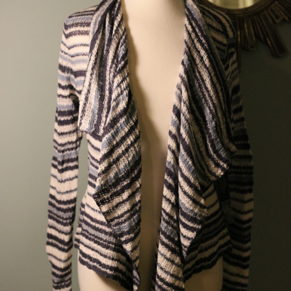 Ralph Lauren blue and white open front sweater